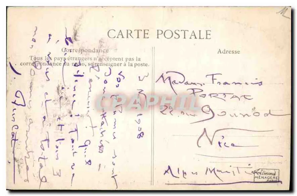 Paris — Arco do Triunfo do Carrousel — Editor E.D. n°2113 - Verso