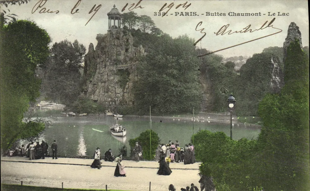 Buttes Chaumont - O Lago — Paris — editor G. Brunet, n° 338 - Frente