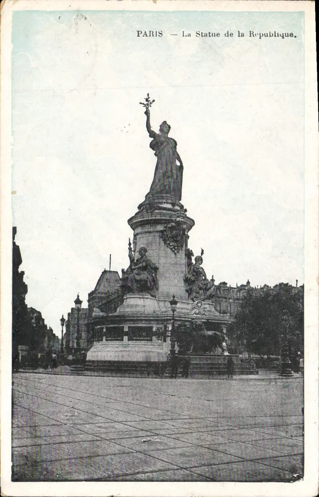 Paris — A Estátua da República — Editor não identificado, número de série não visível - Frente