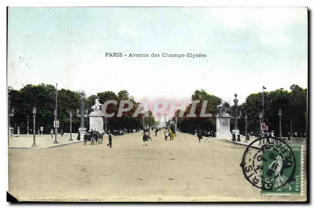 PARIS - Avenida dos Campos Elísios — vista panorâmica — editor não identificado - Frente