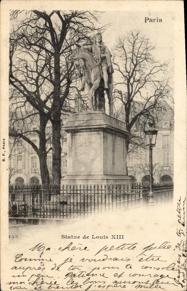 Estatua de Luís XIII — Paris — B.F., Paris, n° 143 - Frente