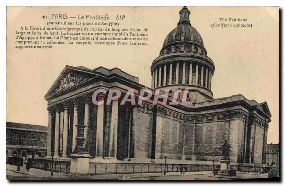 PARIS — Der Pantheon — LIP (gebaut nach den Plänen von Soufflot) - Vorderseite
