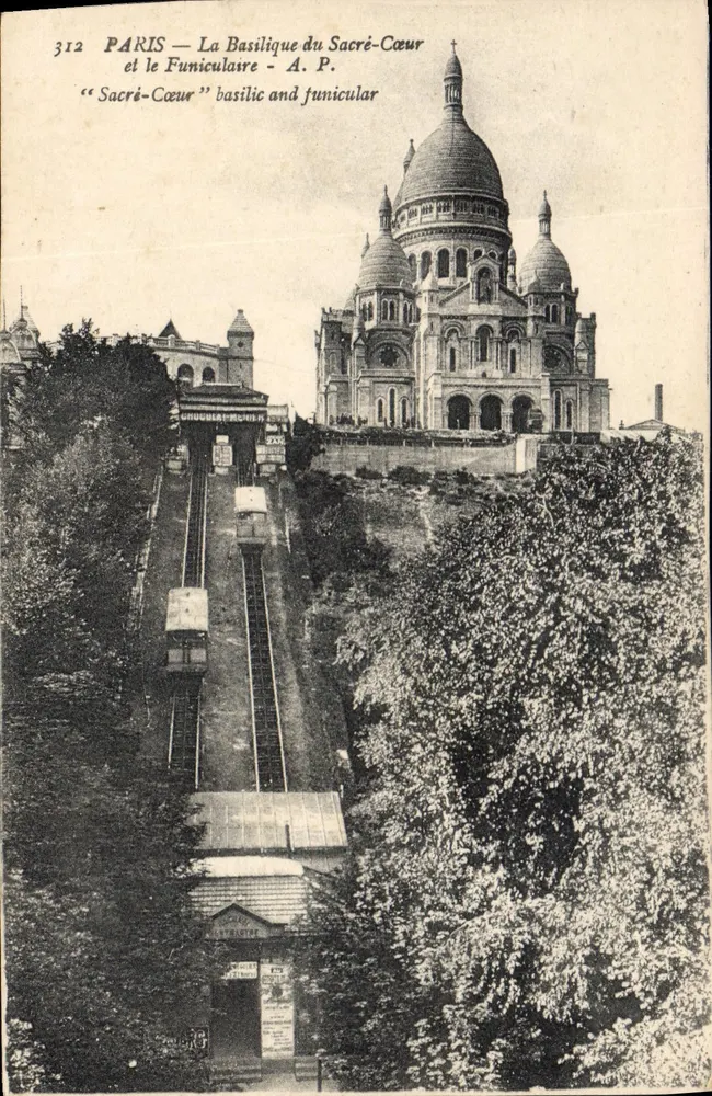 Paris — Die Basilika des Heiligen Herzens und der Seilbahn — A. P. - Vorderseite