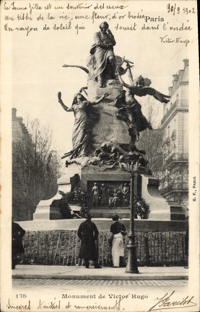 Monumento de Victor Hugo — Paris — B. F., Paris, n° 178 - Frente