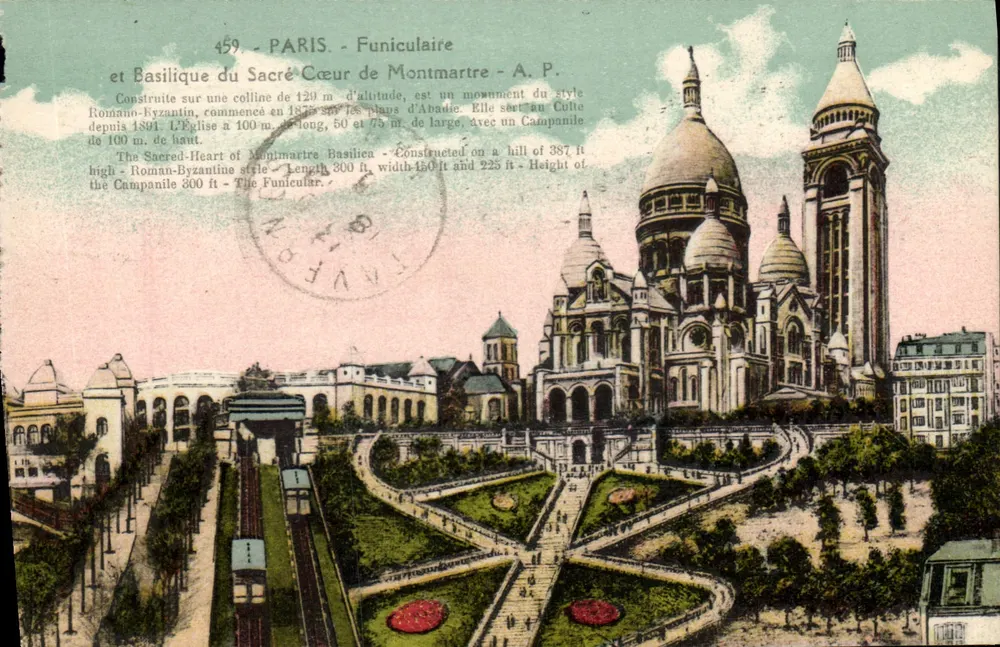Paris - Seilbahn und Basilika des Sacré-Cœur von Montmartre - A. P. - n°459 - Vorderseite