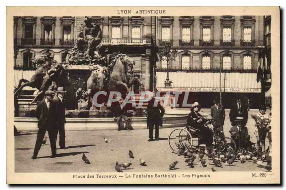 Place des Terreaux — La Fontaine Bartholdi — Die Tauben — Lyon Artistique, M. 220 - Vorderseite