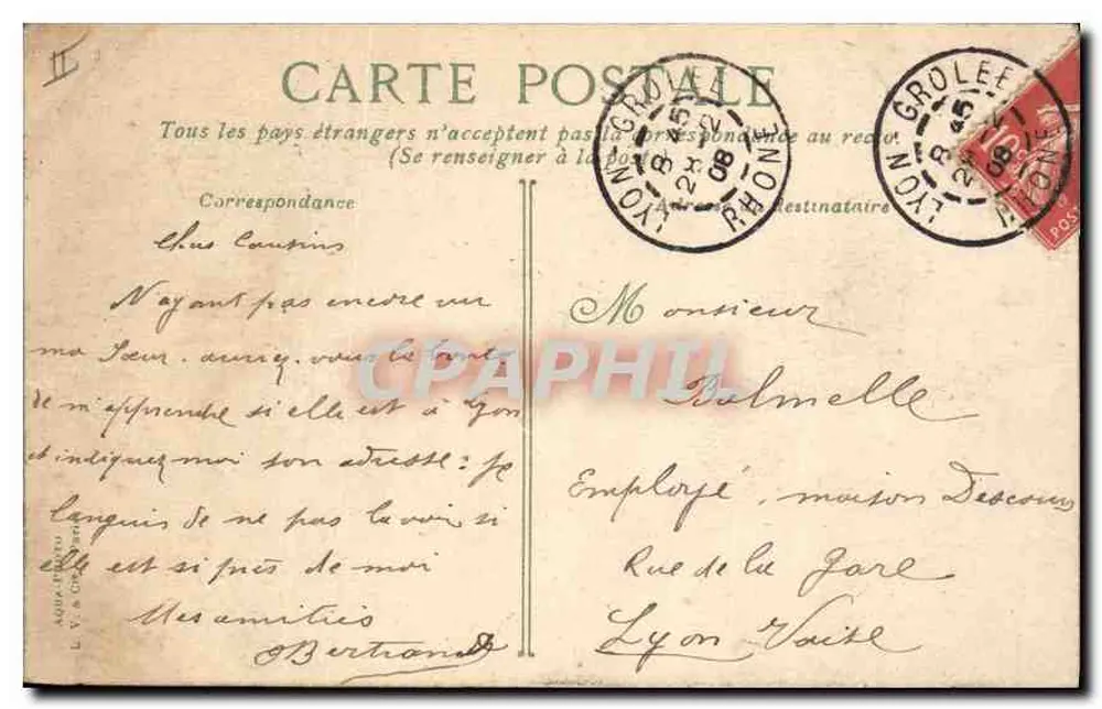 Place des Terreaux — Lyon — Verlag Philippe Hanack, Seriennummer nicht sichtbar - Rückseite