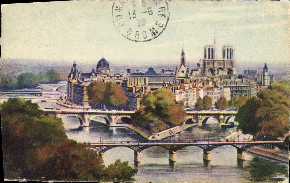 Vista de Paris — Notre-Dame e os pontes — editor não visível - Frente