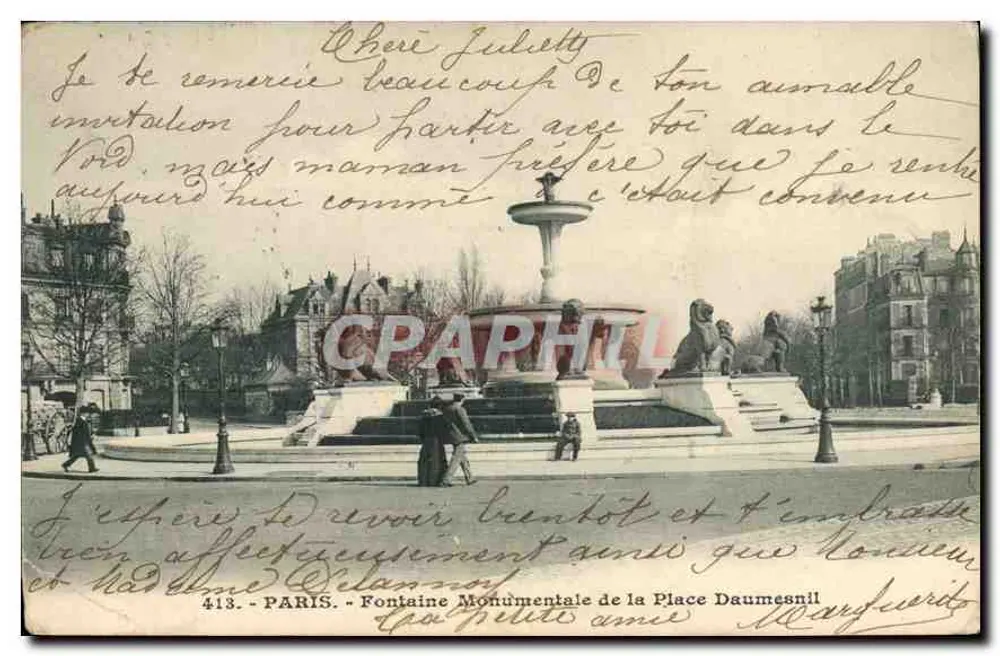 Monumentale Fontäne der Place Daumesnil — Paris — anonymer Verlag, Nr. 413 - Vorderseite