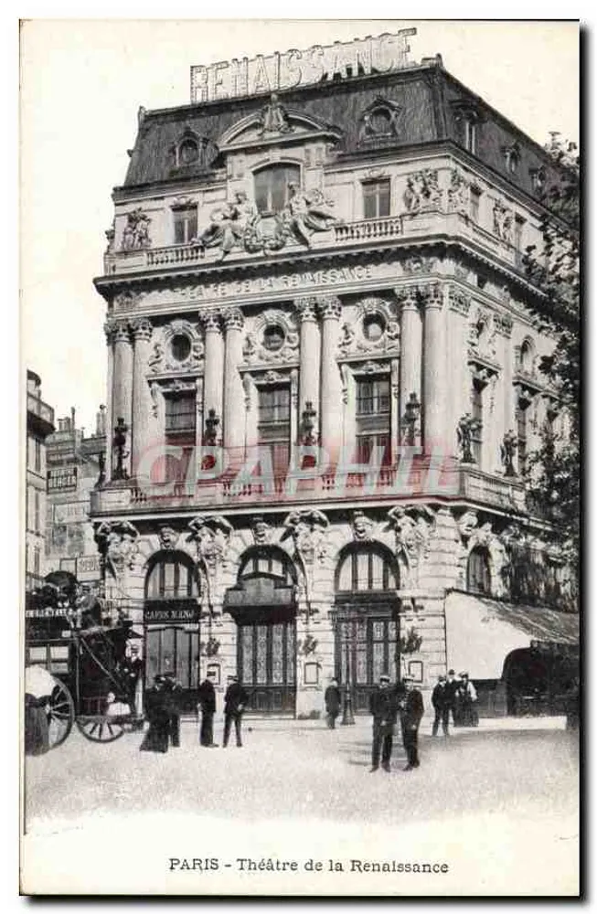 PARIS - Theater van de Renaissance — versierde gevel, borduur 'Renaissance' — serie-nummer niet zichtbaar - Voorkant