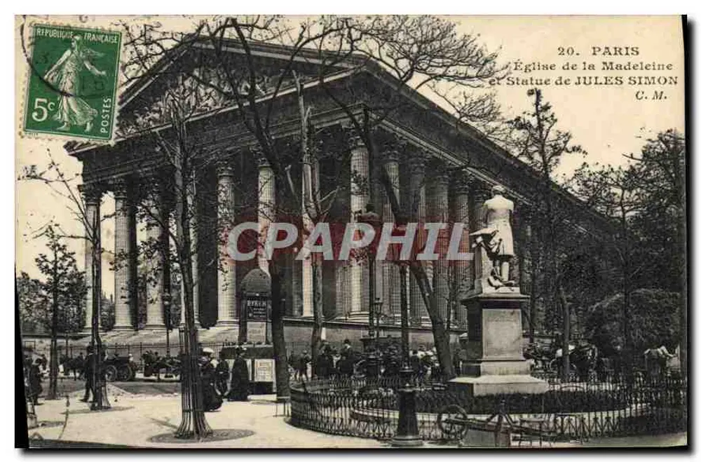 Paris — Kirche der Madeleine und Statue von Jules Simon — C.M. - Vorderseite