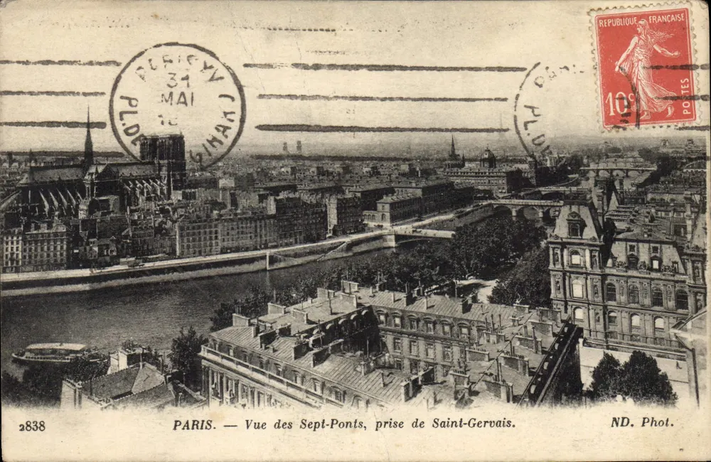 PARIS — Blick auf die Sept-Ponts, aufgenommen von Saint-Gervais — ND. Phot. - Vorderseite