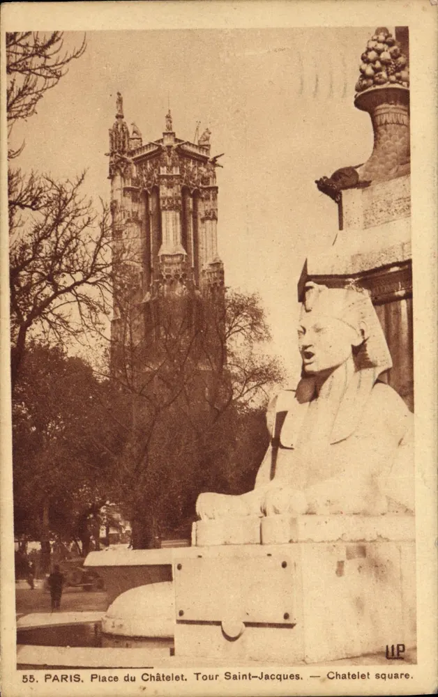 Paris. Place du Châtelet — Torre Saint-Jacques — Square do Châtelet — Editor LIP, n°55 - Frente