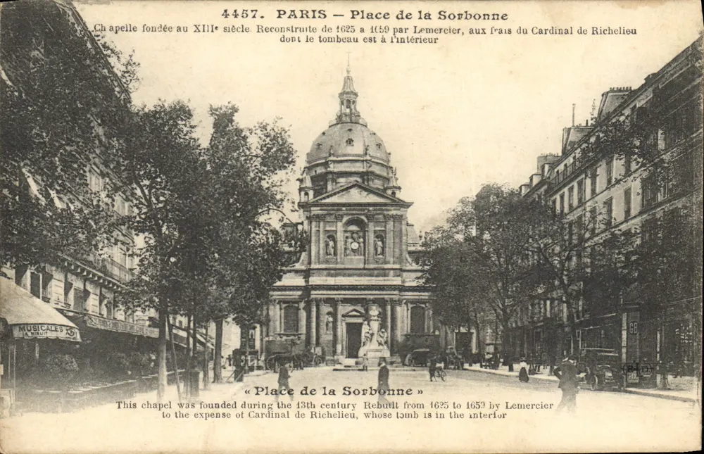 Parijs — Place de la Sorbonne — Kapel opgericht in de 13e eeuw, herbouwd 1625-1659 door Lemercier - Voorkant