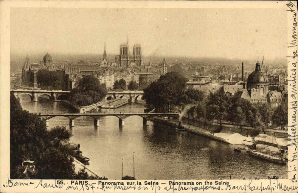 PARIS — Panorama sobre a Sena — editor desconhecido, n° 55 - Frente