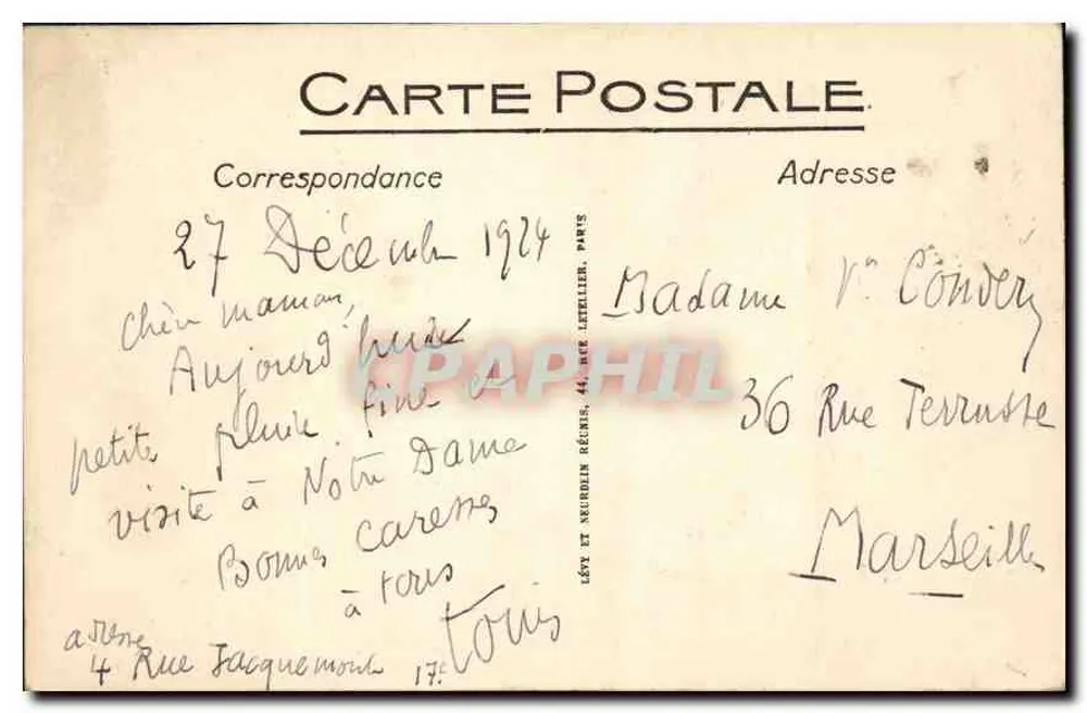 Paris. Notre-Dame — LL. — Lévy et Neurden Rénes, 127 - Verso