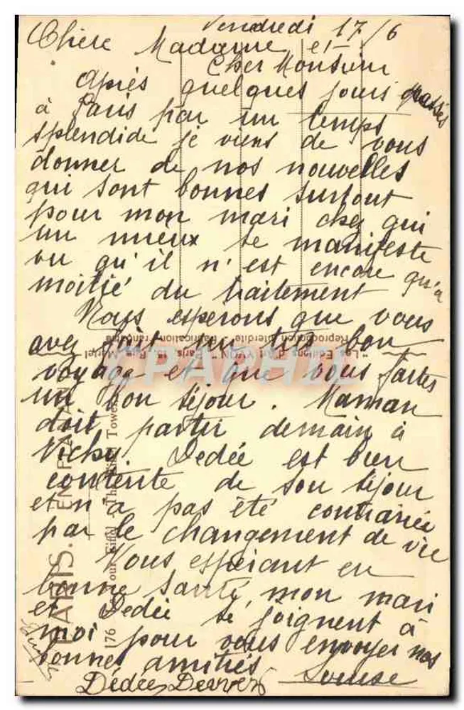 A Torre Eiffel — vista dos Campos de Marte — editor Lyon & Fils, n° 176 - Verso
