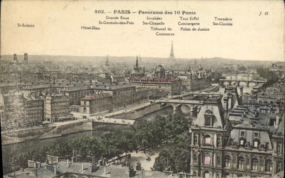Paris — Panorama dos 10 Pontes — J. H. n°402 - Frente