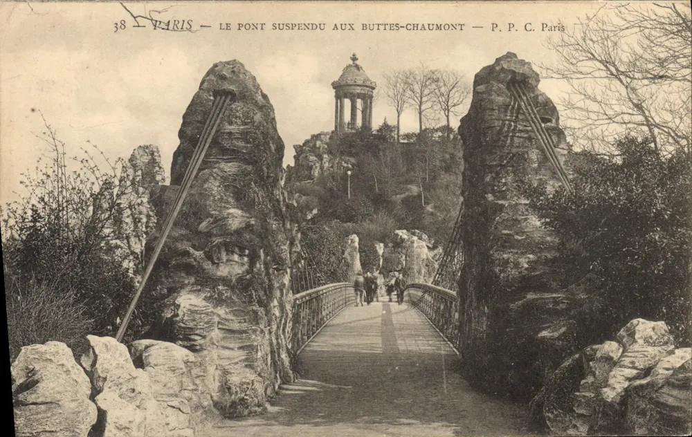 Paris — Die Hängebrücke bei Buttes-Chaumont — P.P.C. Paris - Vorderseite