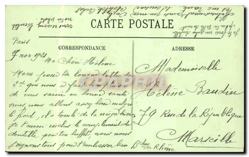 Paris — O Vale de Grâce — editor L.I. n°378 - Verso