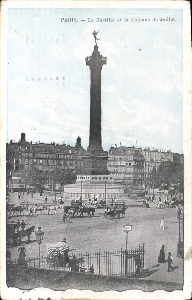 Paris — Die Bastille und die Siegessäule — Verlag unbekannt, Seriennummer nicht sichtbar - Vorderseite