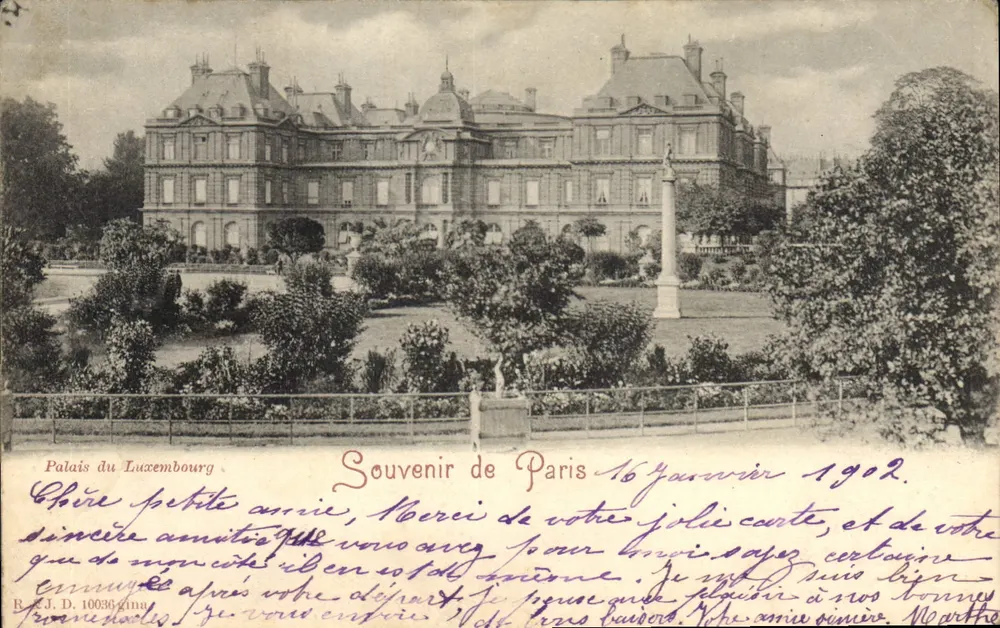 Palácio do Luxembourg — Lembrete de Paris — R. J. D. 10030 - Frente