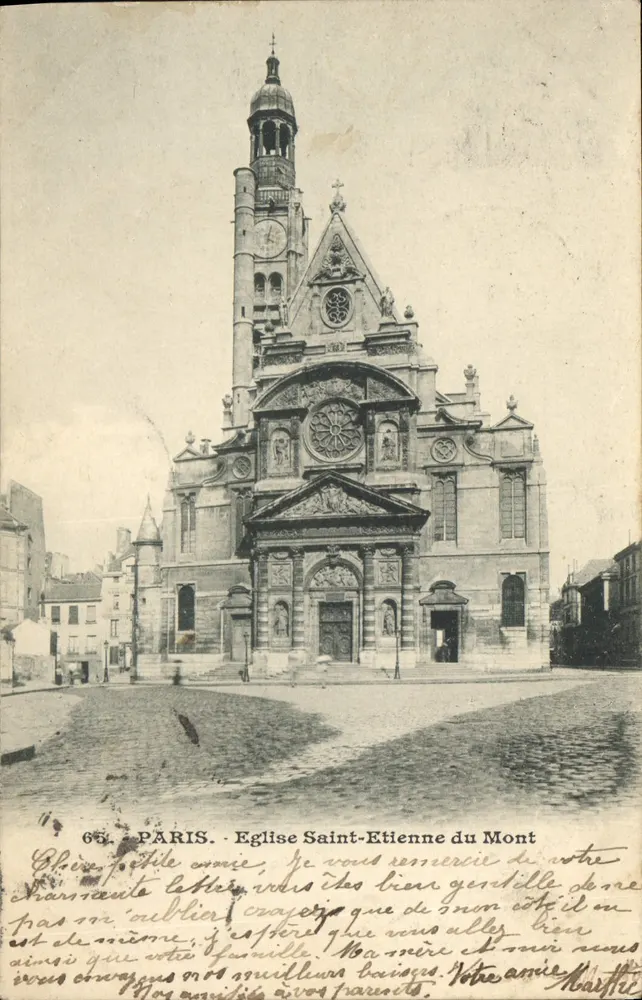 Paris - Kirche Saint-Etienne du Mont — Antike Ansichtskarte n°65, Verlag unbekannt - Vorderseite