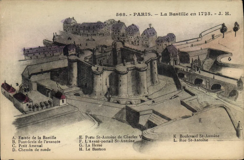 Paris — A Bastilha em 1725 — J. H. — n° 568 - Frente