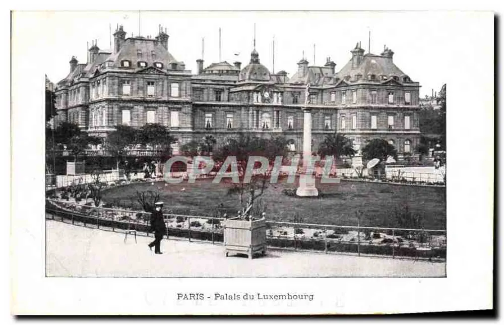 PARIS - Palácio do Luxemburgo — vista do jardim com coluna - Frente