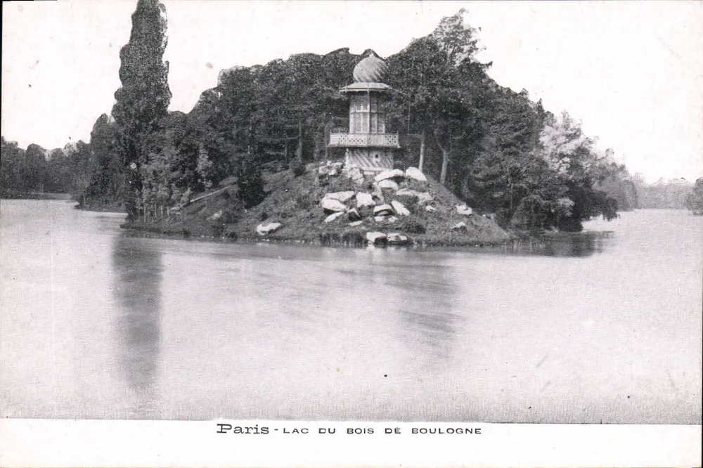 Paris - Lago do Bois de Boulogne — Pagode em ilha — Editor não visível - Frente