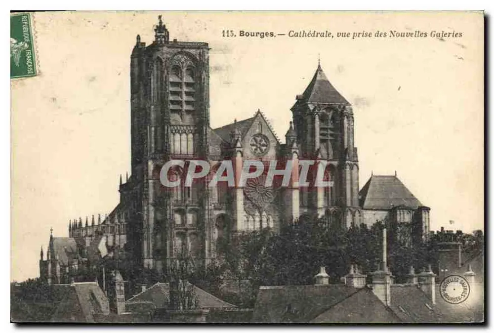 Bourges — Kathedrale, Ansicht aus den Nouvelles Galeries — Verlag: FREREBUURS FRANCAIS, Nr. 115 - Vorderseite