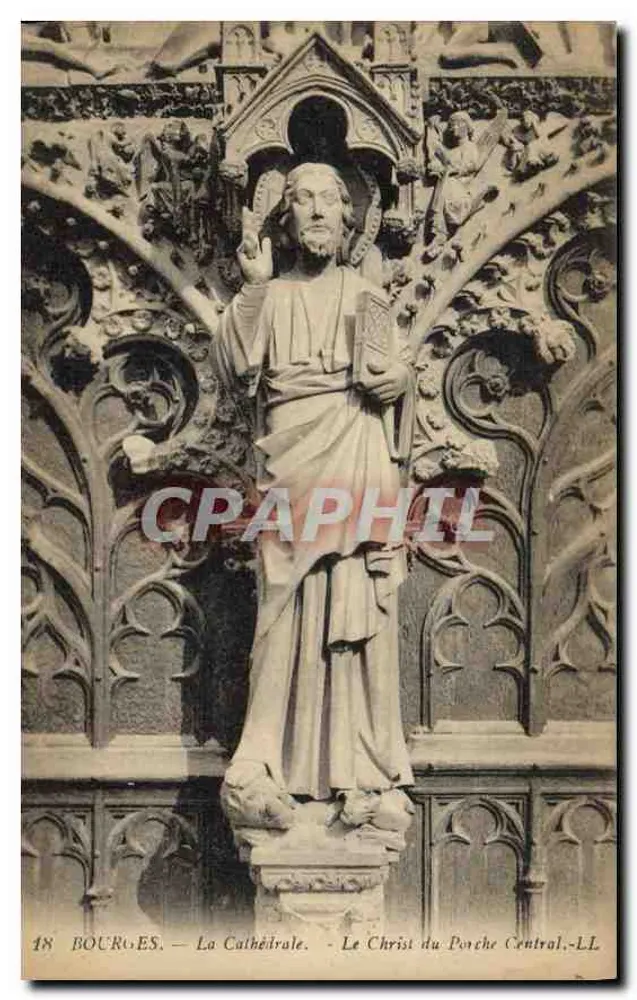 Bourges — Die Kathedrale. — Der Christus am zentralen Portal. - Vorderseite