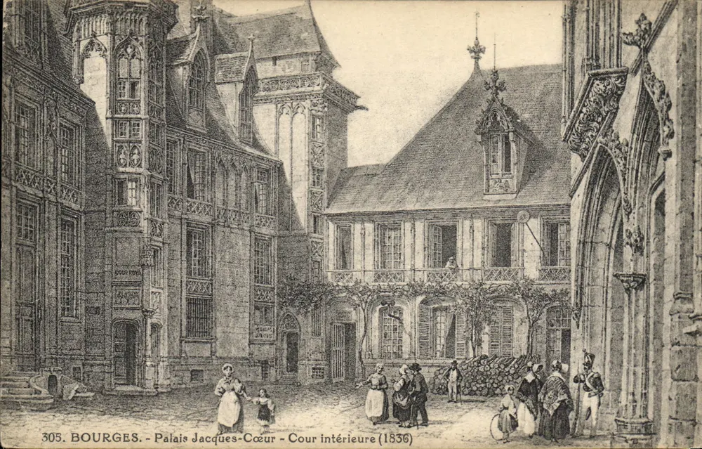 Bourges - Palácio Jacques-Cœur - Pátio interno (1836) - Frente