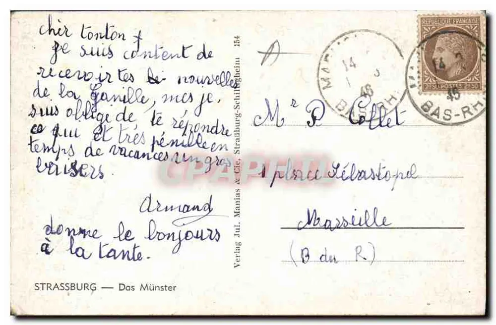 Strasbourg — Das Münster — Verlag Jul. Manias & Cie, Strasbourg - Verso