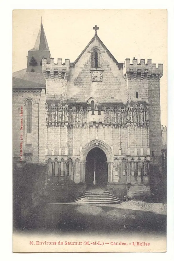 Candes - A Igreja — Ao redor de Saumur (M.-et-L.) — Editor: V. Vancorom, dobrada, Saumur, depositado - Frente