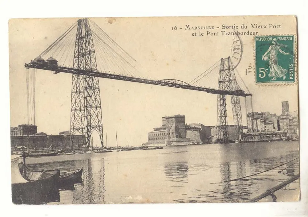 Marseille — Ausfahrt vom Vieux Port und Pont Transbordeur — unbekannter Verleger, Nr. 16 - Vorderseite