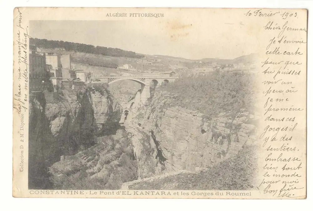Constantine - Die Brücke El Kantara und die Schluchten des Roumel — Pittoreske Algerien, Verlag D. & M. Dépôtes - Vorderseite
