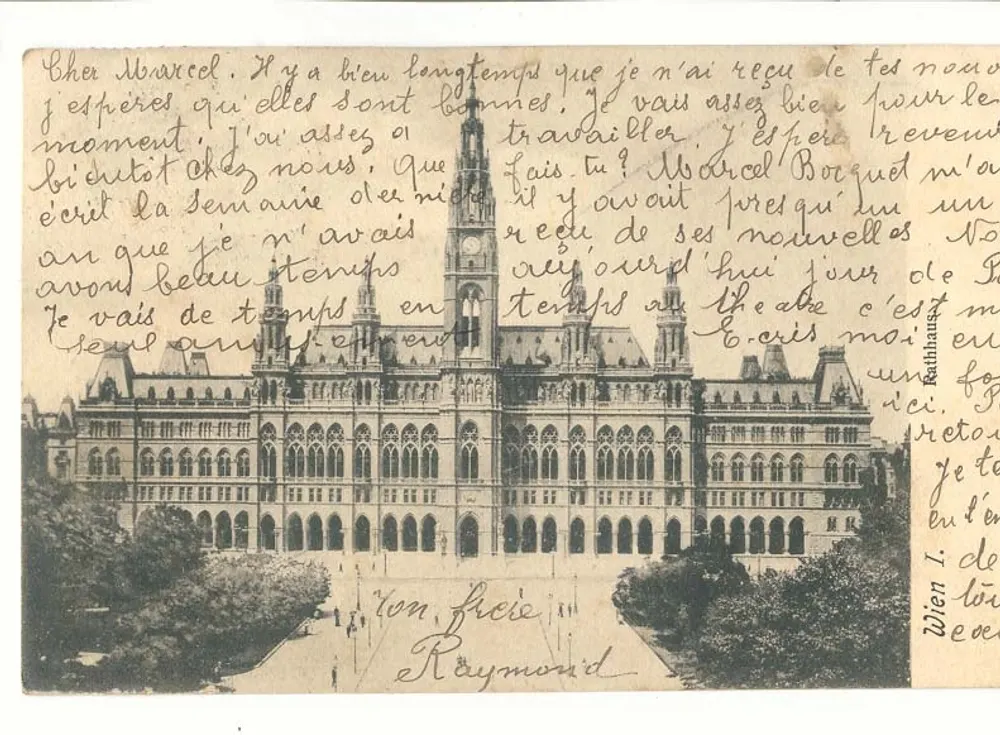 Hotel de Ville di Vienna — vista panoramica — editore non identificato - Recto