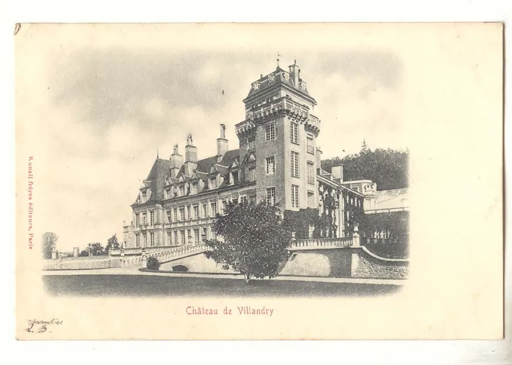Castelo de Villandry — vista do castelo com torre e ponte — editor Kainzill Frères, Paris - Frente