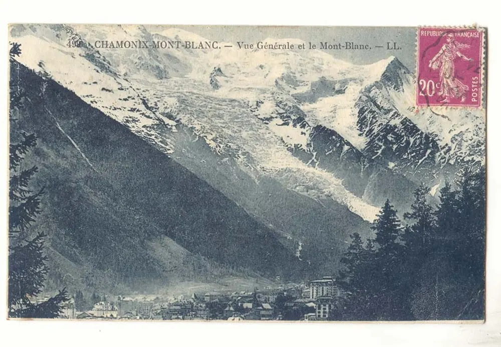 Chamonix-Mont-Blanc — Allgemeiner Blick und der Mont-Blanc — LL — Verleger LL - Vorderseite