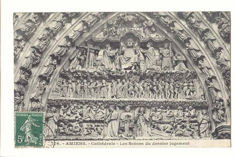 Amiens - Catedral - As Cenas do último julgamento — editor não visível, n° de série 176 - Frente