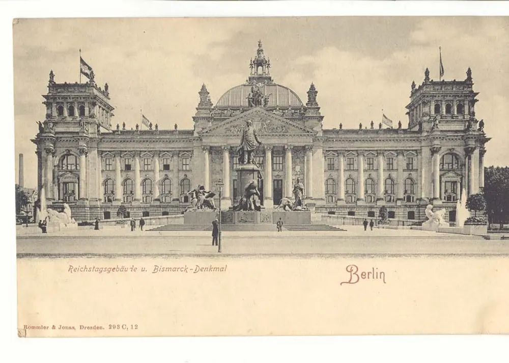 Reichstagsgebäude und Bismarck-Denkmal — Berlin — Rommlier & Jonas, Dresden, 293 C, 12 - Vorderseite