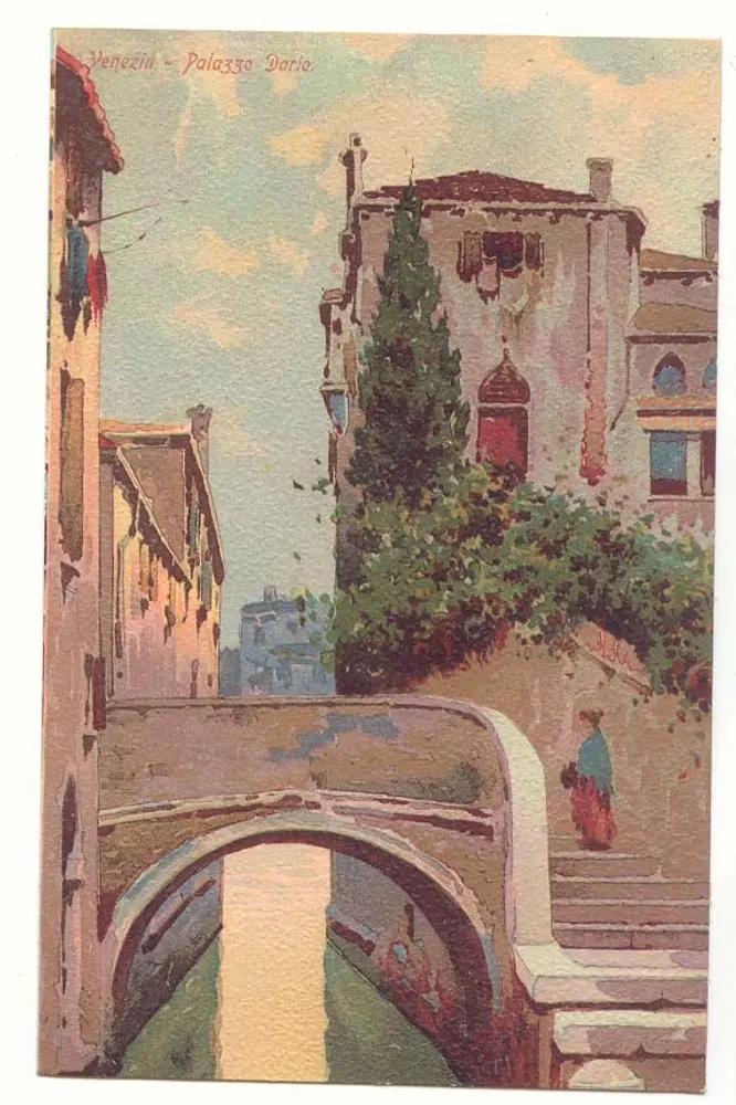 Venedig - Palazzo Dario — Ansicht eines Kanals mit Brücke und Gebäuden - Vorderseite