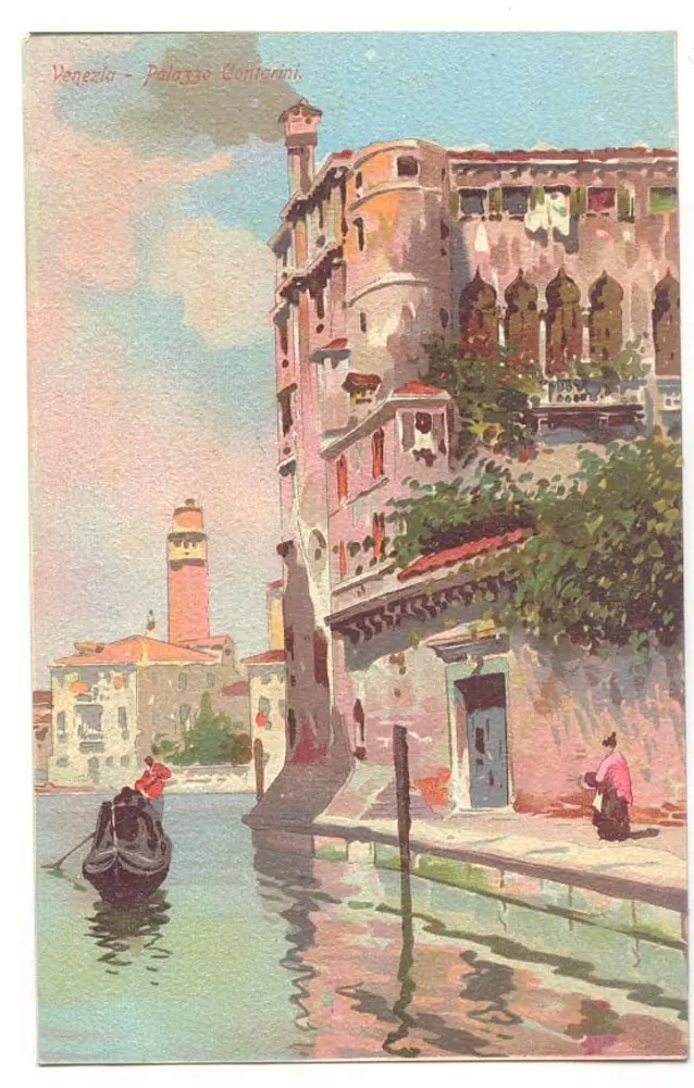 Venedig - Palazzo Contarini — Ansicht eines Kanals mit Gondel - Vorderseite