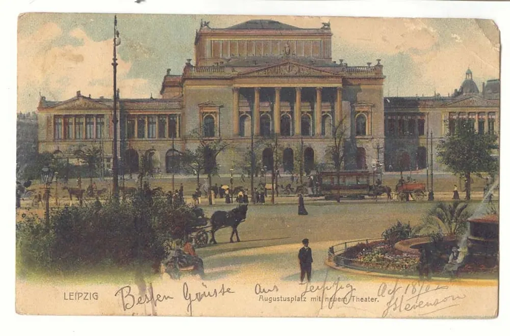 Leipzig — Augustusplatz mit neuem Theater — Stevenson - Vorderseite