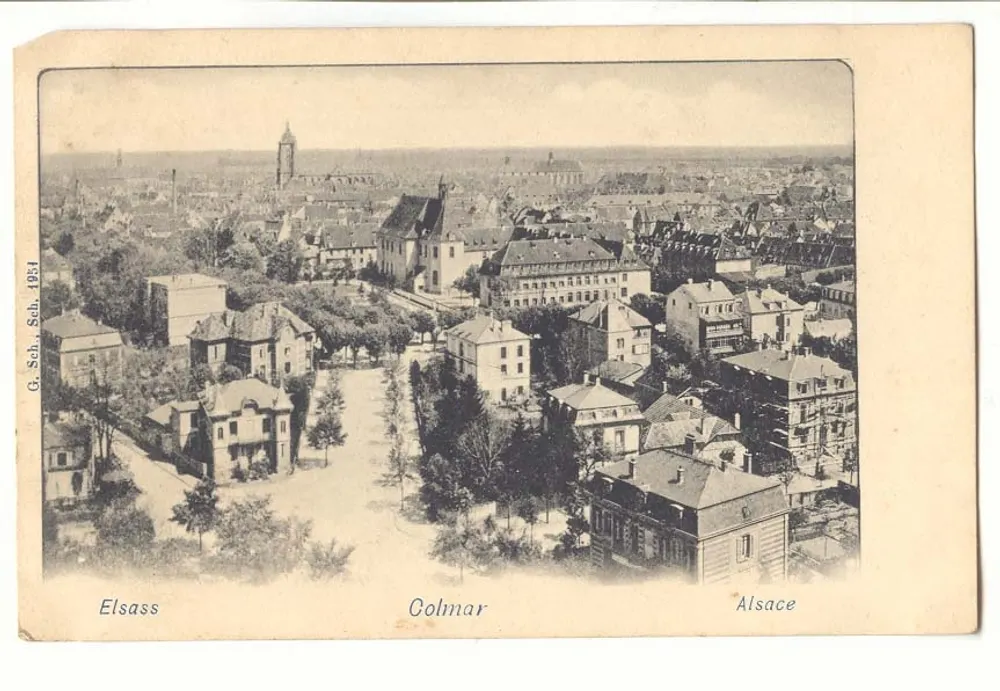Vista aérea de Colmar — Alsácia — editor G. Sch. Sch., n° 1951 - Frente