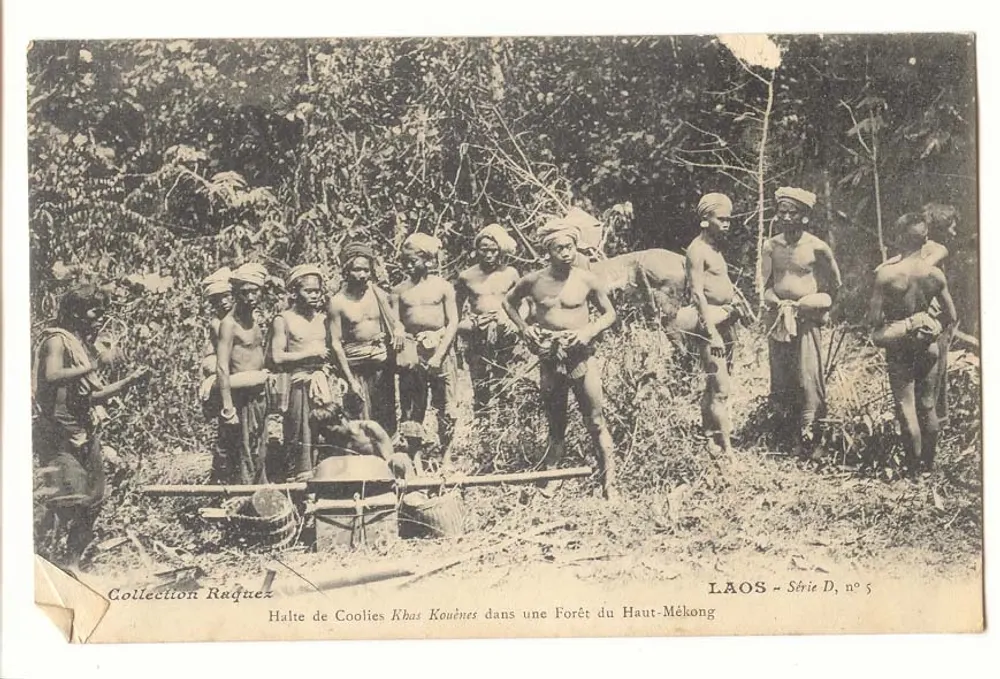 Khas-Kuli-Arbeiter in einer Waldlandschaft des Oberen Mekong — LAOS - Serie D, Nr. 5 - Vorderseite