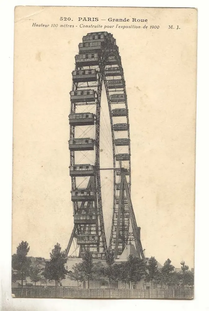 Paris — Karussell — Höhe 100 Meter — Für die Ausstellung 1900 gebaut — M. J. - Vorderseite