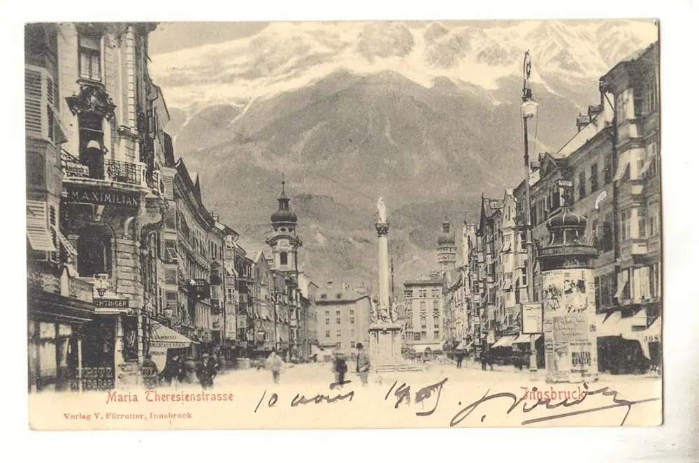 Maria Theresienstrasse — Innsbruck — editor V. Fürrutter - Anverso