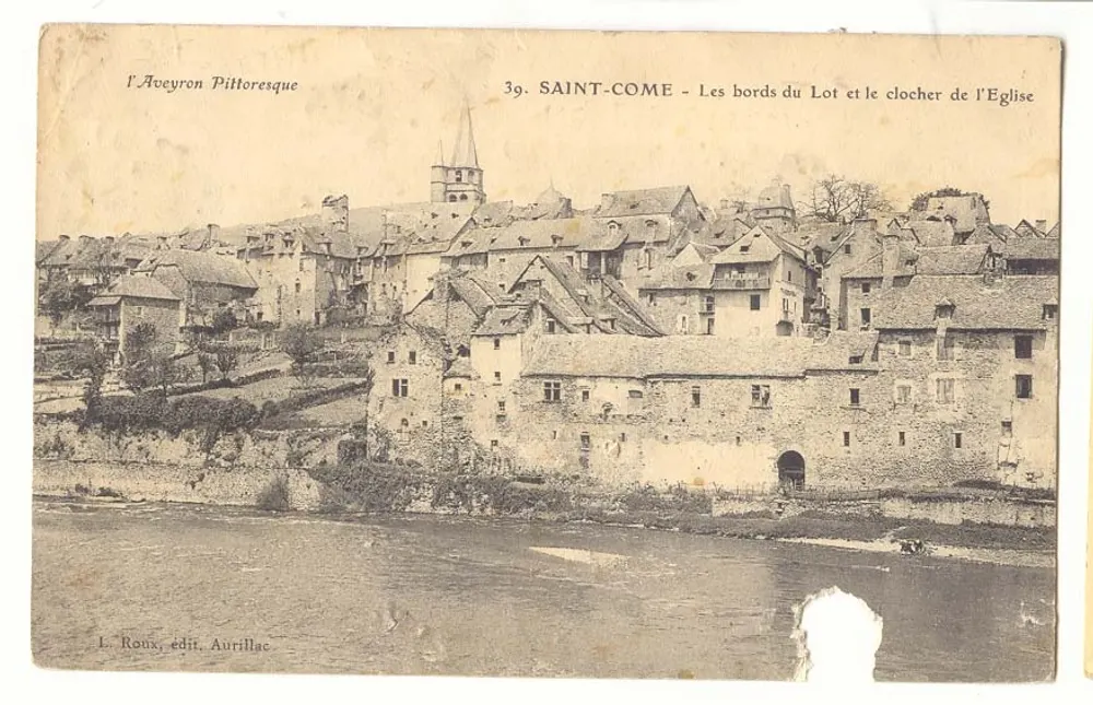 Saint-Côme - Die Ufer des Lots und der Kirchturm — L. Roux, Verlag Aurillac - Vorderseite